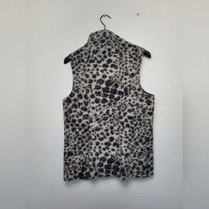 Elaine Kim Fur and Leather Vest Zip Biker Lagenlook Animal Print Size Large thumbnail 10