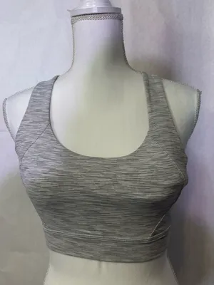 lululemon athletica Grey Striped Strappy Sports Bra thumbnail 1