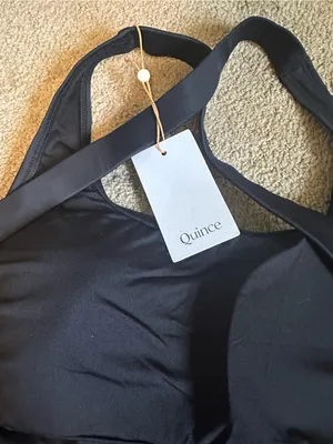 NWT Quince Italian Cross-Back One-Piece Swimsuit black extra small thumbnail 5