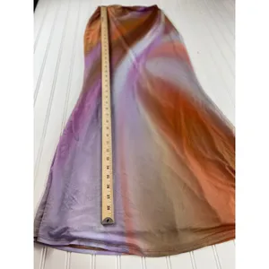 AFRM Y2K Women Purple Orange Abstract Marble Mesh Maxi Skirt Y2K Bodycon Size S thumbnail 8