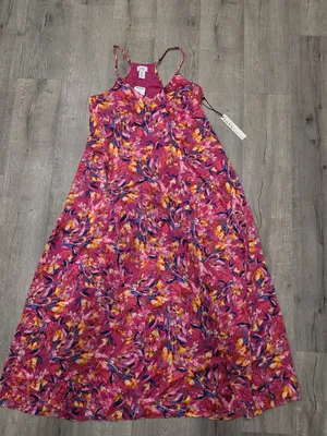 NWT Nicole Miller Women's Floral Maxi Dress Sleeveless Pink Multicolor XL thumbnail 8