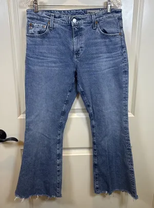 AG Adriano Goldschmied Angeline Mid Rise Flare Jeans Size 30 Raw Hem Japan thumbnail 1