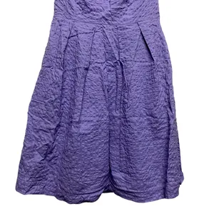 J. CREW Purple Strapless‎ Geometric Women's 10 Textured Cotton w/ Pockets Dress thumbnail 4