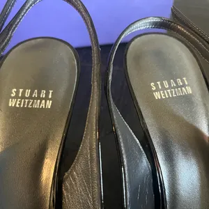Stuart Weitzman Women's Black Patent Slingback Peekaboo Heels Size 9M EUC thumbnail 5