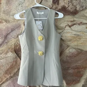 Commense Button Split Sleeveless Pants Set size Medium Gray thumbnail 3