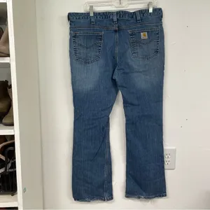 Carhartt Womens Straight Leg Jeans Womens 16 Medium Wash Mid Rise Blue Denim thumbnail 6