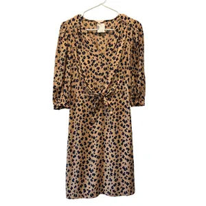 NEW Rebecca Taylor Mini Dress Tie Waist Cappuccino Print Silk Blend‎ Size 0 $395 thumbnail 4