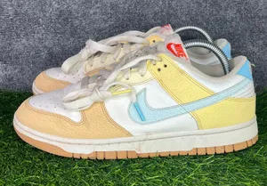 Nike Dunk Low Women’s Sneakers White Yellow Blue Gum Sole size 9 thumbnail 1