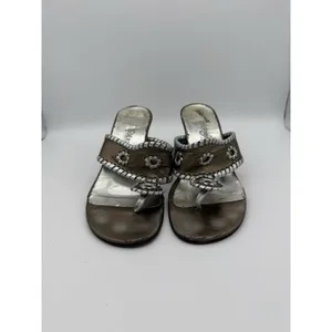 Jack Rogers Heeled Sandals Womens 7 Bronze Medallion Travel Boho Indie Vacation thumbnail 3