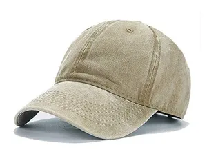 Unisex Vintage Washed Distressed Baseball-Cap Twill Adjustable | Khaki | Size OS thumbnail 1
