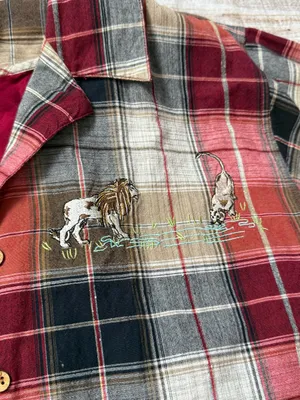 Vintage Bobbie Brooks Red Plaid Embroidery Lion Womens Shirt Size XL 16/18 thumbnail 6