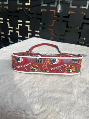 Von Dutch red Jax shoulder bag purse silver chain charms Y2K biker NWT thumbnail 3