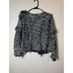 MISA Los Angeles‎ Fringe Sweater Black White Textured Knit Size S thumbnail 3