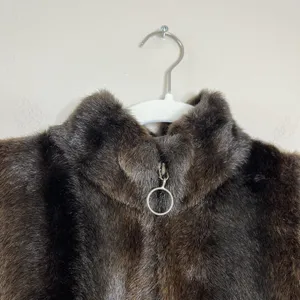 Women's Faux Fur Vest Full‎ Zip Ann Taylor Luxury Mock Neck Small thumbnail 7