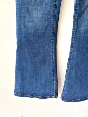 Altar’d State High Waist Bootcut Wide Leg Distressed Dark Wash Denim Jeans thumbnail 3