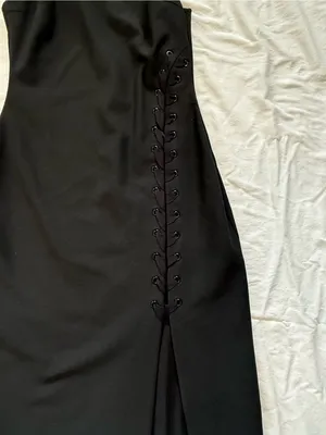 Elizabeth and James Black Maxi Column‎ Dress Lace-Up Side Slit Size 4 thumbnail 5
