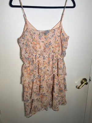 Trixxi Tiered Floral Spaghetti Strap Dress - Peach Floral Large thumbnail 6