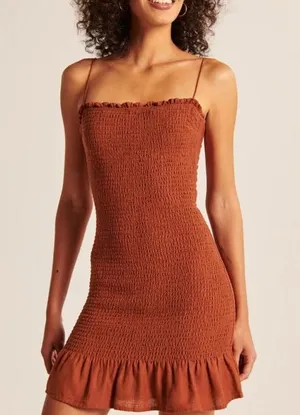 Abercrombie & Fitch Rusty Orange Smocked Mini Dress thumbnail 1