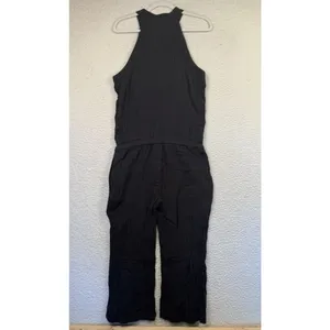 Cloth & Stone Jumpsuit Womens Medium Black Sleeveless High Neck Cropped‎ Pockets thumbnail 2