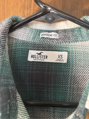 Hollister green and white plaid flannel boyfriend fit button shirt thumbnail 6