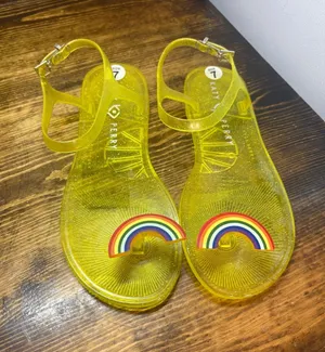 Katy Perry yellow rainbow sandals size 7 thumbnail 1