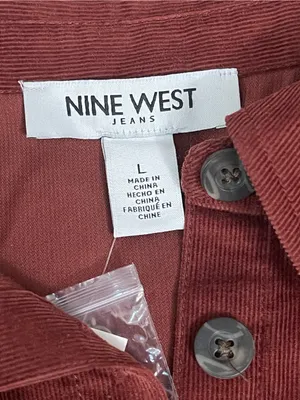 Nine West Rust Brown Button-Front Long Sleeve Shirt Dress thumbnail 7