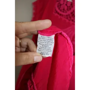 Johnny Was Tunic Top Womens L Pink Great Embroidered Crochet Rayon C17318-2 thumbnail 3