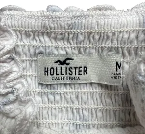 Hollister White Floral Stretchy Crop Top Size Medium thumbnail 6