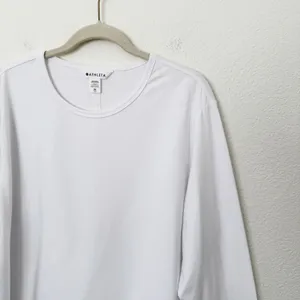 [Athleta] Bright White Supima Cotton Crew Neck Long Sleeve Essential Top Size XL thumbnail 8
