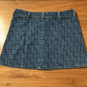 Wrangler Leon Bridges All Over Laser Denim Mini Skirt Women’s Small thumbnail 2