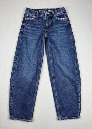 American Eagle Outfitters Barrel Jean in Dark wash Size: 00 Short thumbnail 1