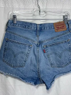 Levi’s 501 Distressed Cutoff Denim Shorts High Rise Button Fly Light Wash thumbnail 4