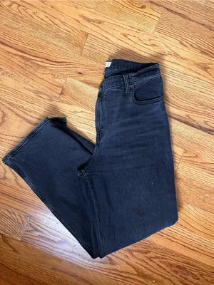 Abercrombie and Fitch 90s Curve Relaxed High Rise Jean Cross Waist Black/Grey 29 thumbnail 2