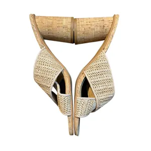 Dolce Vita Womens 7.5 Beige Woven Block Heel Slide Sandals Strappy Cork Heel thumbnail 5