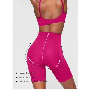 Womens High Waist Seamless Body Shaper Shorts Tummy Control Butt Lift Pink Large thumbnail 3
