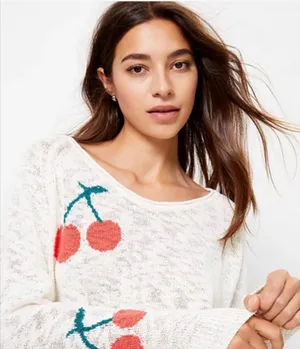 Lou‎ & Grey Cherry Sweater Size Medium NWT thumbnail 1