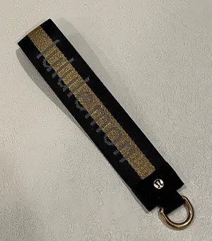Lululemon Black Gold Logo Wristlet Keychain Strap Limited Edition thumbnail 1