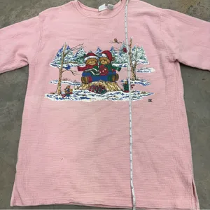 Chic Vintage Christmas Bear Womens Medium Pink Ugly Christmas Sweater 80s 90s thumbnail 7