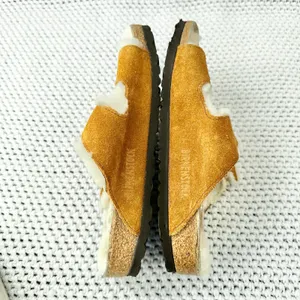 Birkenstock Arizona Double Strap Buckle Tan Suede Shearling Lined Sandals 36 thumbnail 7