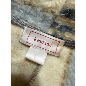 Kamana Womens Plaid Boucle Knit‎ Button Front Jacket Blue Orange Cream Large thumbnail 6