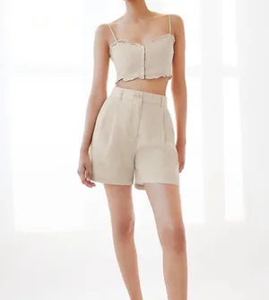 Aritzia NWT chariot organic tailored look linen shorts white 2 thumbnail 4