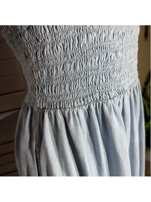 Vintage Y2K Gap babydooll denim dress tiered cotton cottage boho Western coastal thumbnail 9