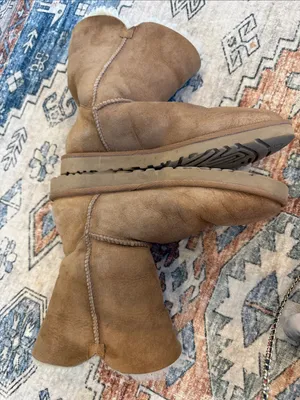 UGG Chestnut Suede Bailey button Shearling Ankle Boots 9 WIDE thumbnail 5