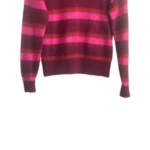 LOGG Women Sweater‎ XS Burgundy Pink Stripe Wool Blend Retro Indie Academia thumbnail 4