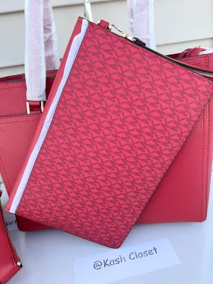 Michael Kors Maisie Large 3 in 1 Leather Tote Bag - Flame Red thumbnail 8