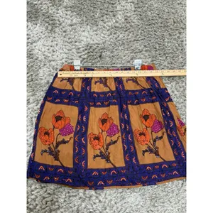 Maeve Anthropologie Womens XS Mini Skirt Floral Sequin Boho Poppy Purple Orange thumbnail 10