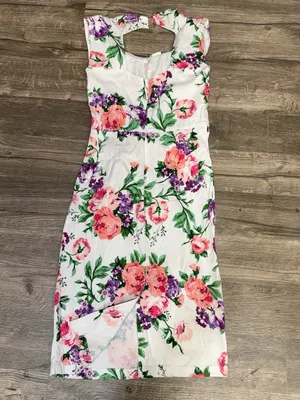 Belle Poque Floral Cutout Bodycon Midi Dress Multicolor Size 2 thumbnail 3