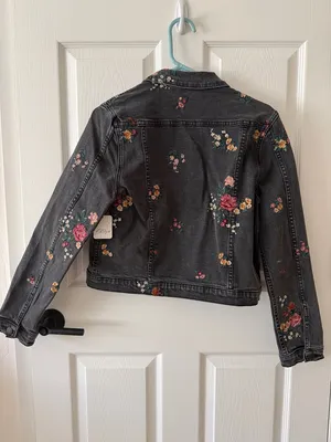 Free People Driftwood floral embroidered denim jacket thumbnail 8