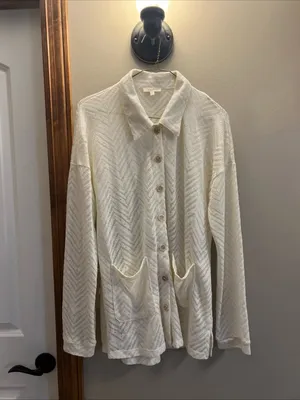 Mystree Cream Lightweight Open Knit Button Cardigan thumbnail 7