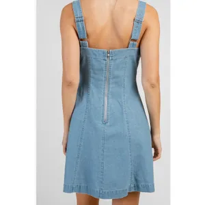 Beivy Women L Blue Denim Overall Jumper Mini Dress thumbnail 3